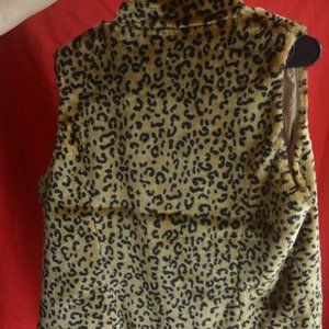 Tiara Faux Fur Animal Print Vest Size XL